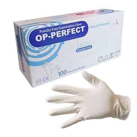 دستکش لاتکس OP PERFECT اوپی پرفکت بسته 100 عددی - برند ایران حریر سایز لارج